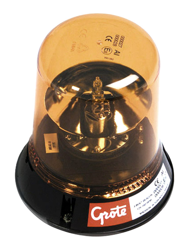 Grote Industries - 76063 – Belt Drive Rotating Beacon, Permanent Mount, Yellow, 24V