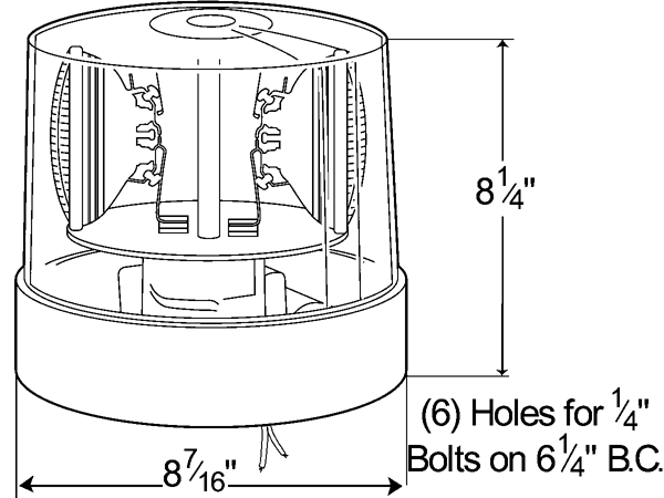Grote Industries - 76283 – Two Sealed-Beam Roto-Beacon, Yellow, 24V