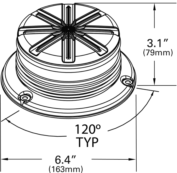 Grote Industries - 76673 – Low Profile Class I LED Beacon, Vacuum Mount, Yellow