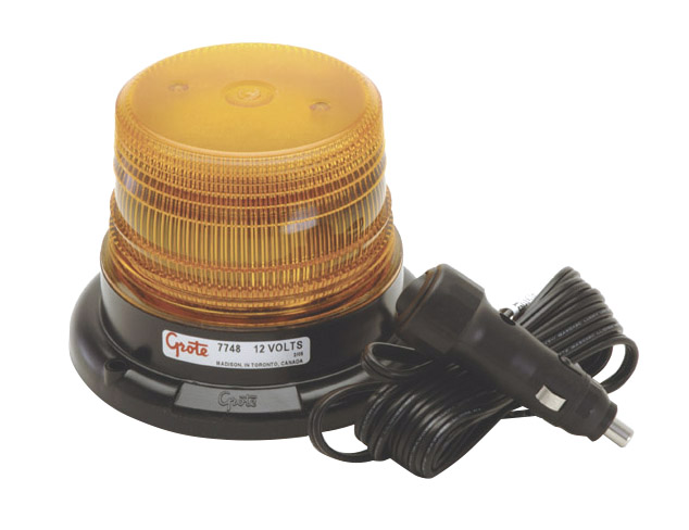 Grote Industries - 77483 – Mighty Mini LED Strobe, Magnet Mount with Auxiliary Power Adapter, Yellow