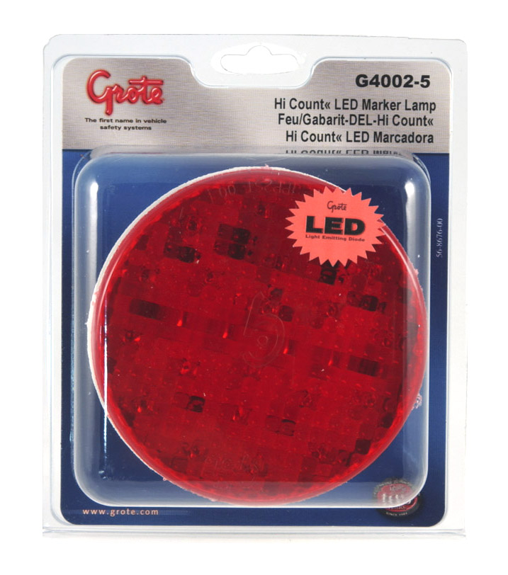 Grote Industries - G4002-5 – Hi Count® 4″ LED Stop Tail Turn Light, Red, Retail Pack