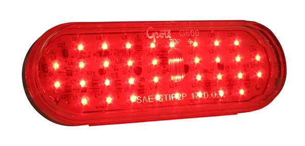 Grote Industries - G6012 – Hi Count® Oval LED Stop Tail Turn Light, Red w/ Clear Lens