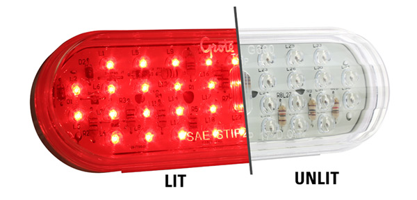 Grote Industries - G6012 – Hi Count® Oval LED Stop Tail Turn Light, Red w/ Clear Lens