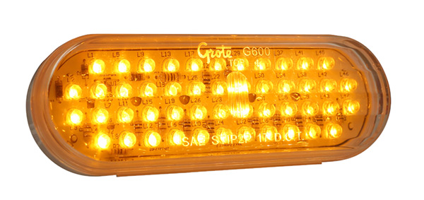 Grote Industries - G6013 – Hi Count® Oval LED Stop Tail Turn Light, Yellow w/ Clear Lens