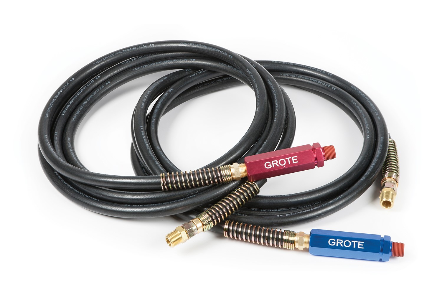 Grote Industries - 81-0115-GRB – Rubber Air Lines, 15′ Length, Black, w/ Red & Blue Grips