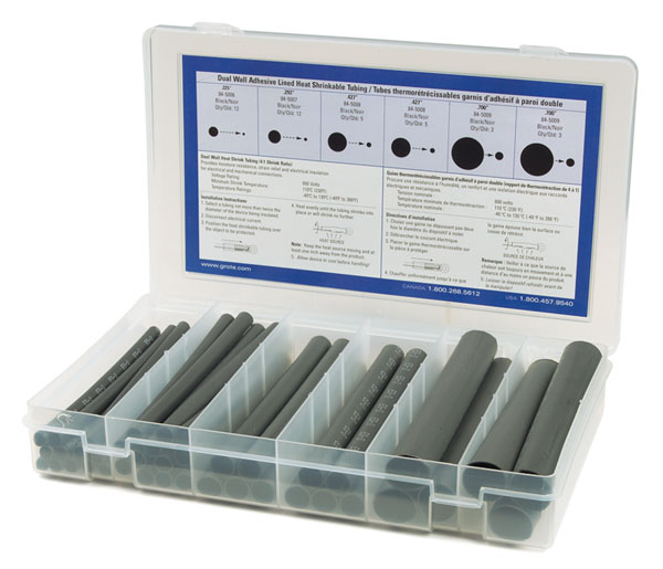 Grote Industries - 83-6535 – Dual Wall, 4:1 Hot Melt Heat Shrink Tubing, Black Kit
