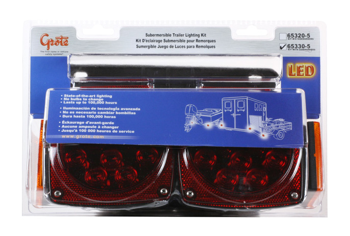 Grote Industries - 65330-5 – Submersible LED Trailer Lighting Kit, w/ Clearance Marker, Red, Retail Pack