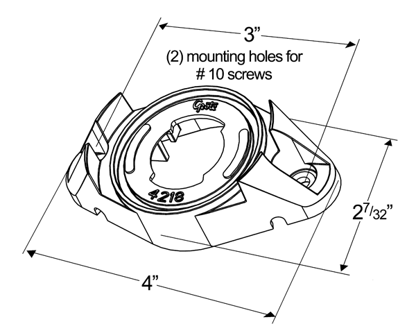 Grote Industries - 42180 – Twist-In Surface Mount Bracket For 2″ & 2 1/2″ Round Lights, Gray