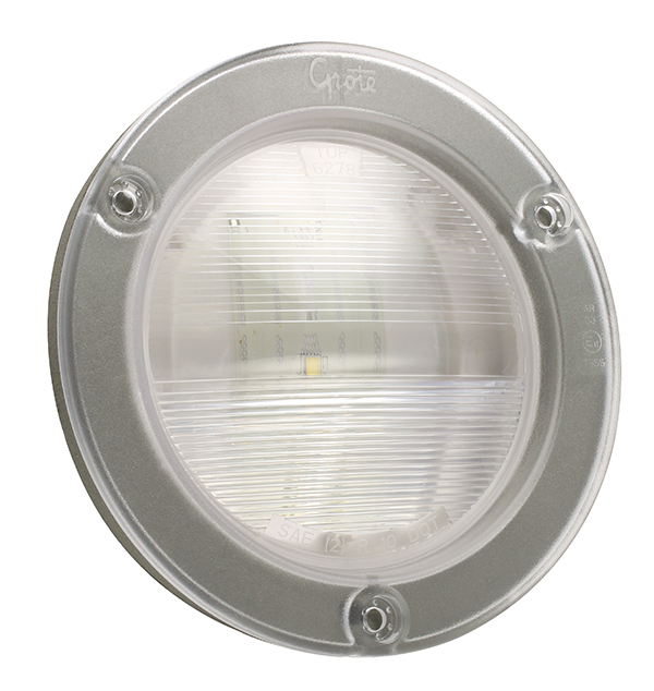 Grote Industries - 62781 – SuperNova® NexGen™ 4″ Dual-System LED Backup Light, w/ Gasketed Flanged, Male Pin, Clear