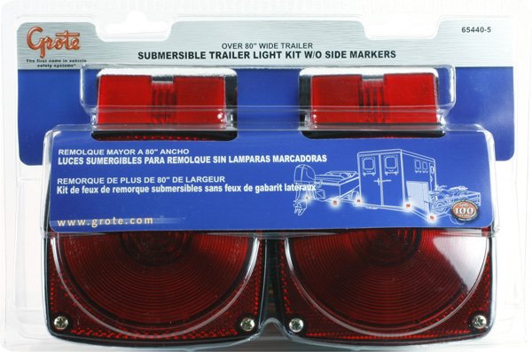 Grote Industries - 65440-5 – Submersible Trailer Lighting Kit for Trailers Over 80″ Wide, Stop Tail Turn Light Kit