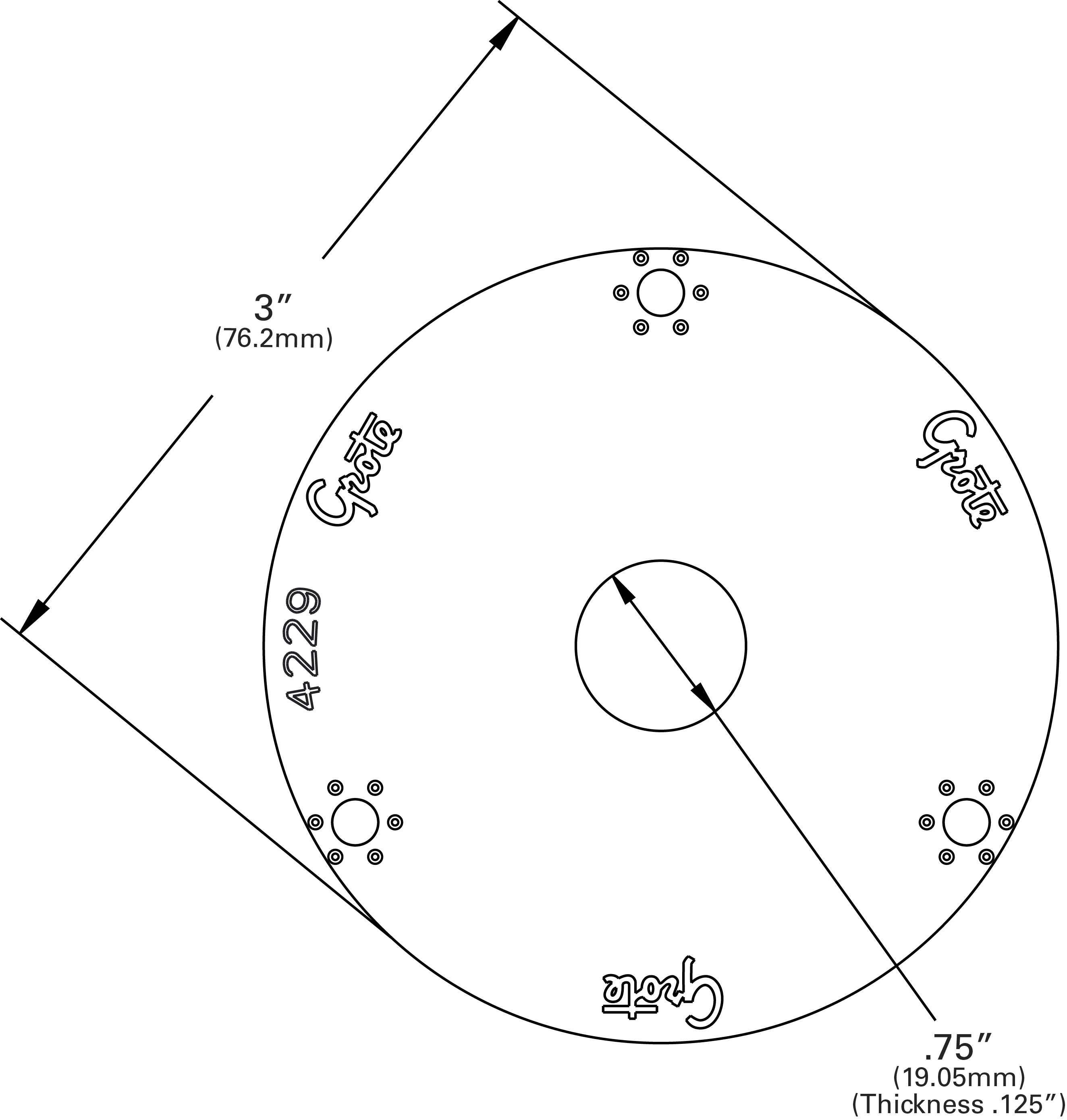 Grote Industries - 42292 – MicroNova® DOT Round Adapter Bracket, 3″ Flange Adapter