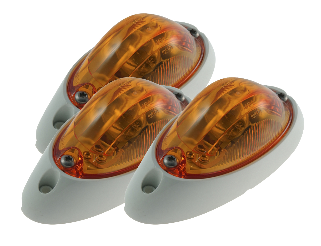 Grote Industries - 52063-3 – Small Aerodynamic Combination Marker Side Turn Light, White Base, Yellow, Bulk Pack