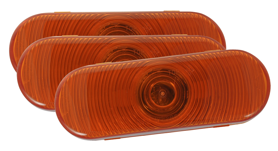 Grote Industries - 52183-3 – Economy Oval Stop Tail Turn Light, Front Park, Yellow Turn, Bulk Pack