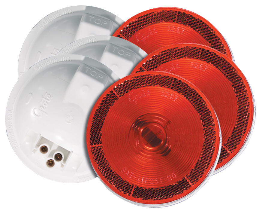 Grote Industries - 52672-3 – Torsion Mount® II 4″ Stop Tail Turn Light, Built-in Reflector, Female Pin, Red, Bulk Pack
