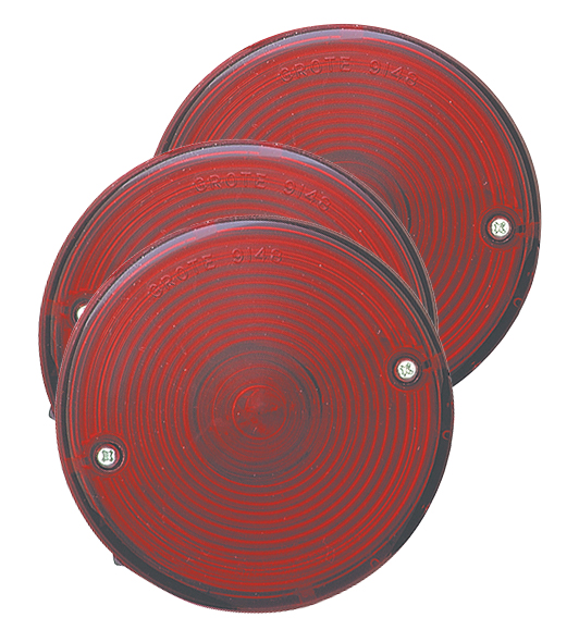 Grote Industries - 50872-3 – 4″ Universal Mount Stop Tail Turn Lights, w/ License Window, Red, Bulk Pack