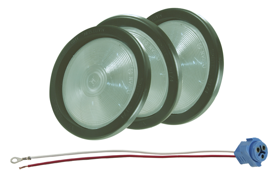 Grote Industries - 61461-3 – Torsion Mount® II 4″ Round Dome Light, Clear, Kit (61451+ 91740 + 67013), Bulk Pack