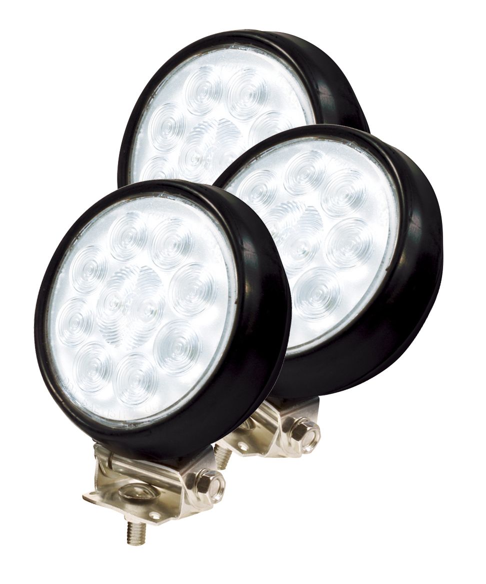 Grote Industries - 63561-3 – 4″ Round Utility Lights, Hardwire, Spot w/ Rubber Housing, Black, Bulk Pack