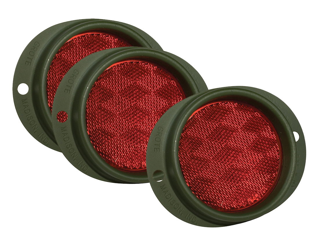 Grote Industries - 40162-3 – Steel Two-Hole Mounting Reflector, Red, Bulk Pack