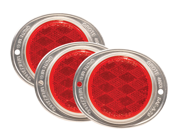 Grote Industries - 40192-3 – Steel Two-Hole Mounting Reflector, Red, Bulk Pack
