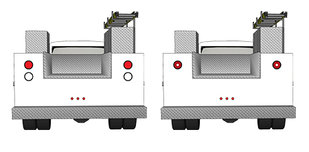 4 inch round LED stop tail turn with back-up on truck