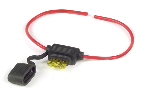 Grote Industries - 82-2209 – Fuse Holder – For Standard Blade Fuses, 14 GA, 20A with Cap & 20A Fuse, Red