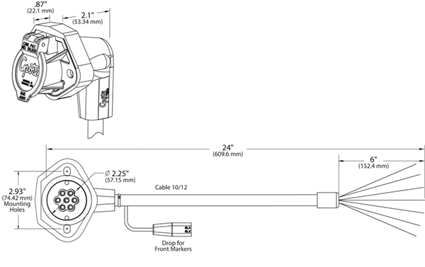 Grote Industries - 87210 – Ultra Seal G7 90 degree Plug & Receptacle with 7-way Female