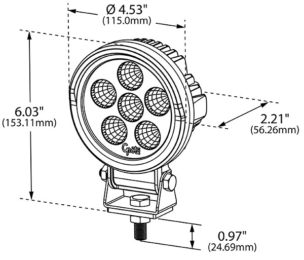 Grote Industries - BZ101-5 – BriteZone™ LED Work Light, 1600 Raw Lumens, Round, Flood