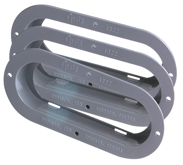 Grote Industries - 43220-3 – Theft-Resistant Mounting Flange For 6″ Oval Lights, Gray, Bulk Pack