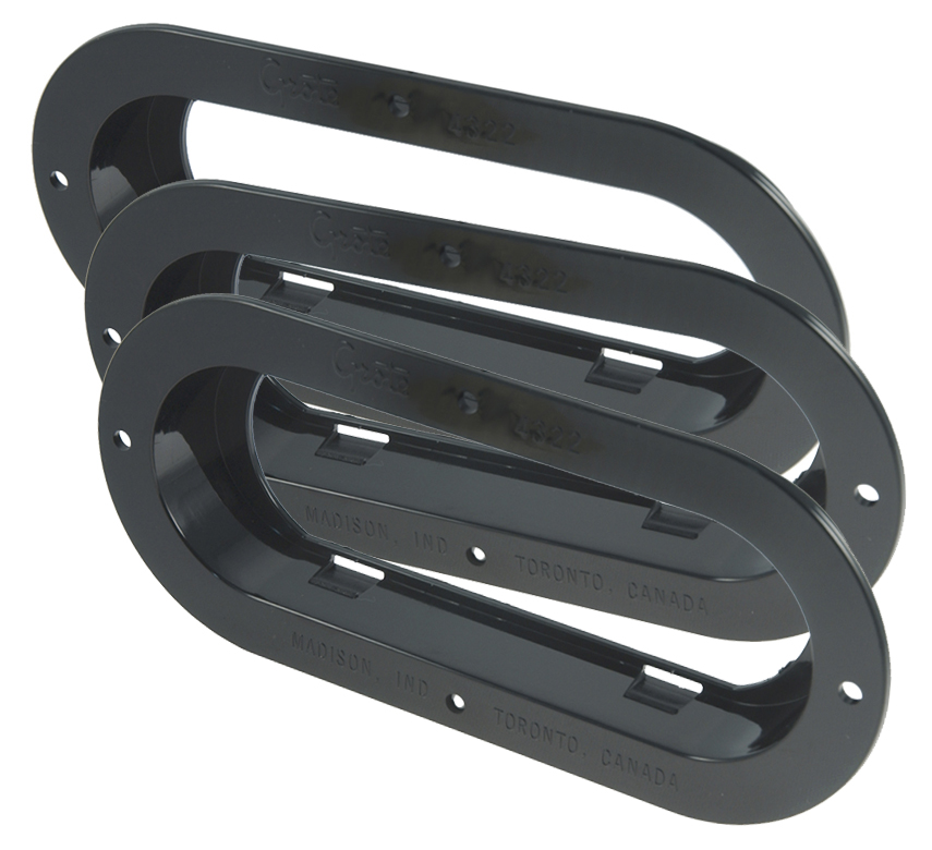 Grote Industries - 43222-3 – Theft-Resistant Mounting Flange For 6″ Oval Lights, Black, Bulk Pack