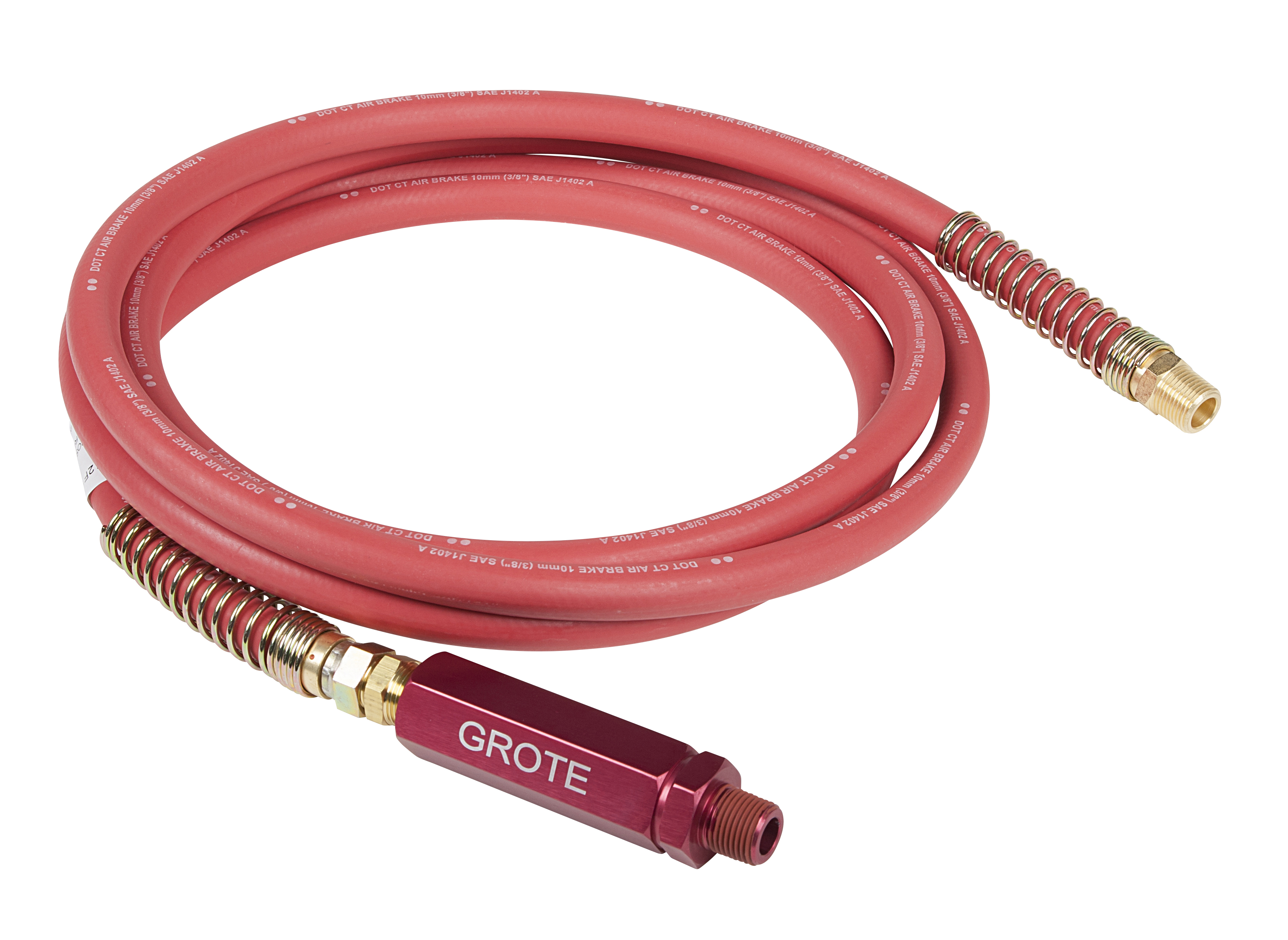 Grote Industries - 81-0112-RGR – Rubber Air Lines, Length 12′, Red with Red Grip