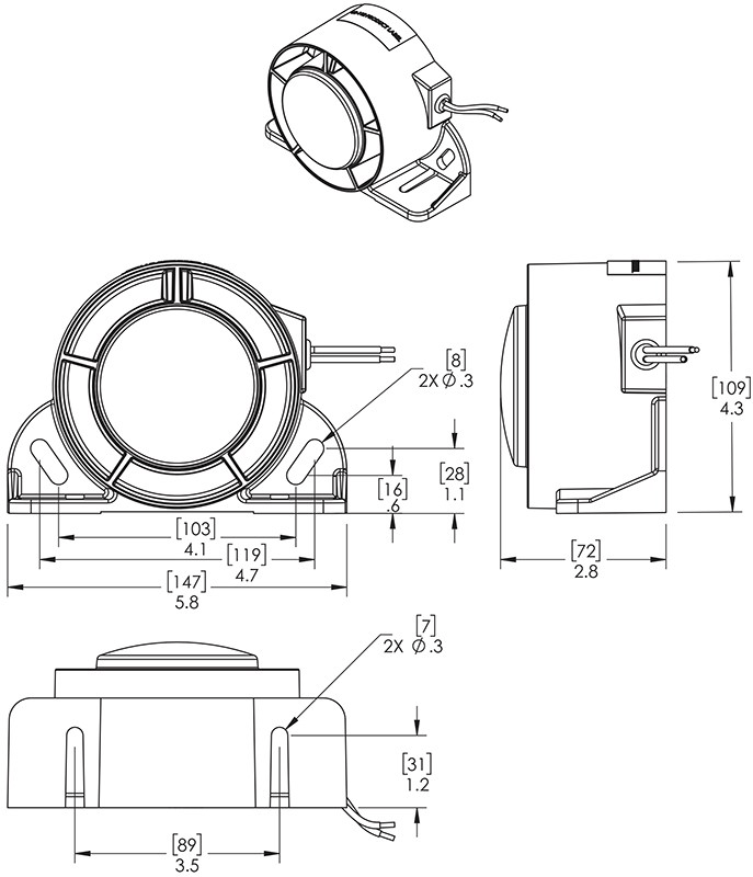 Grote Industries - 73170 – Multi-Frequency Backup Alarm, 107 dB