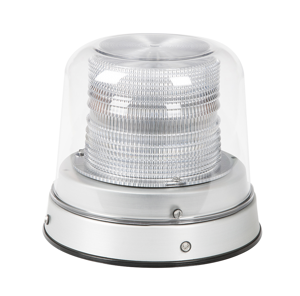 Grote Industries - 78010 – LED Beacon, Class I, Permanent Mount, Tall Dome, Dual Color: Amber/Blue, Clear Dome