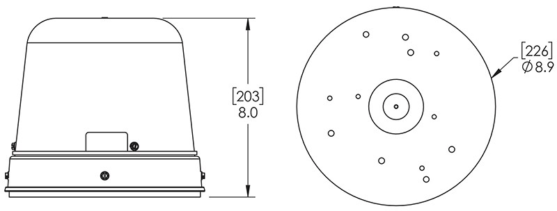 Grote Industries - 78015 – LED Beacon, Class II, Permanent Mount, Tall Dome, Blue, Clear Dome