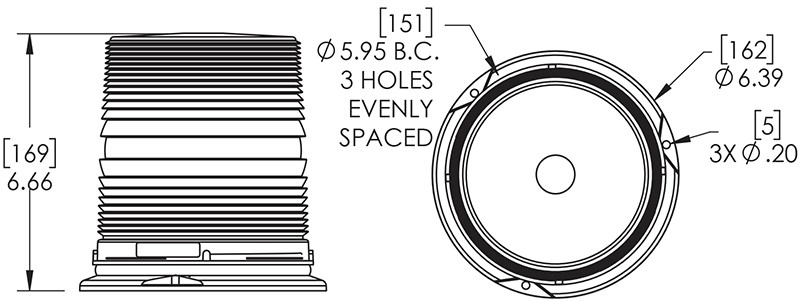 Grote Industries - 78065 – LED Beacon, High Profile, Class II, Permanent Mount, Tall Lens, Blue