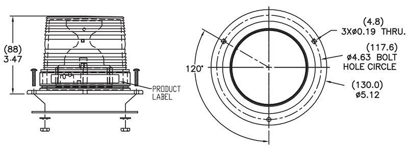 Grote Industries - 78093 – LED Material Handling Beacon, Class III, Permanent Mount, Short Lens, Amber