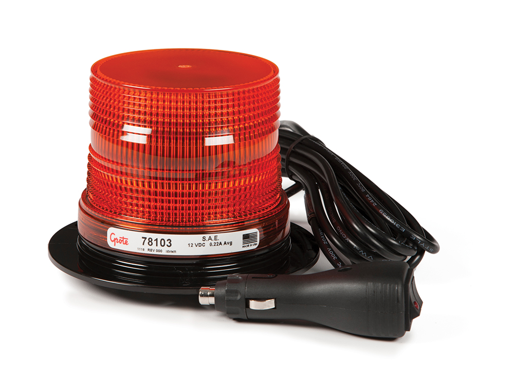 Grote Industries - 78103 – LED Material Handling Beacon, Class III, Magnetic Mount, Short Lens, Amber
