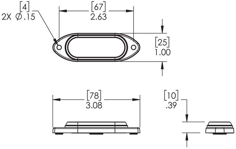 Grote Industries - 78163 – 3 Diode LED Directional Light, Class I, Surface Mount, Amber