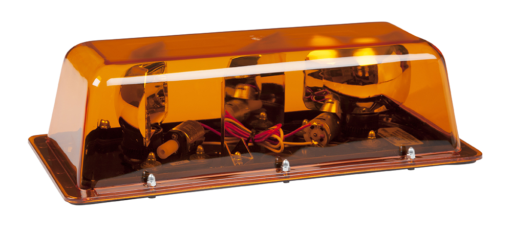 Grote Industries - 78513 – Halogen Rotating Mini Light Bar, Dual Rotator, Class I, Permanent Mount, Amber